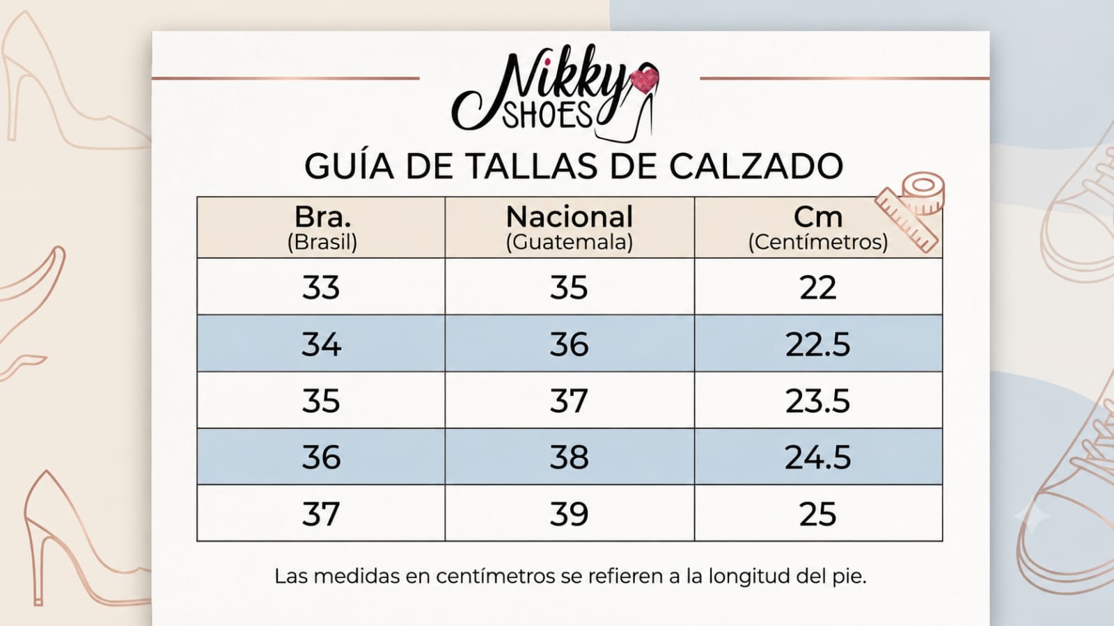 Guía de medida de tallas