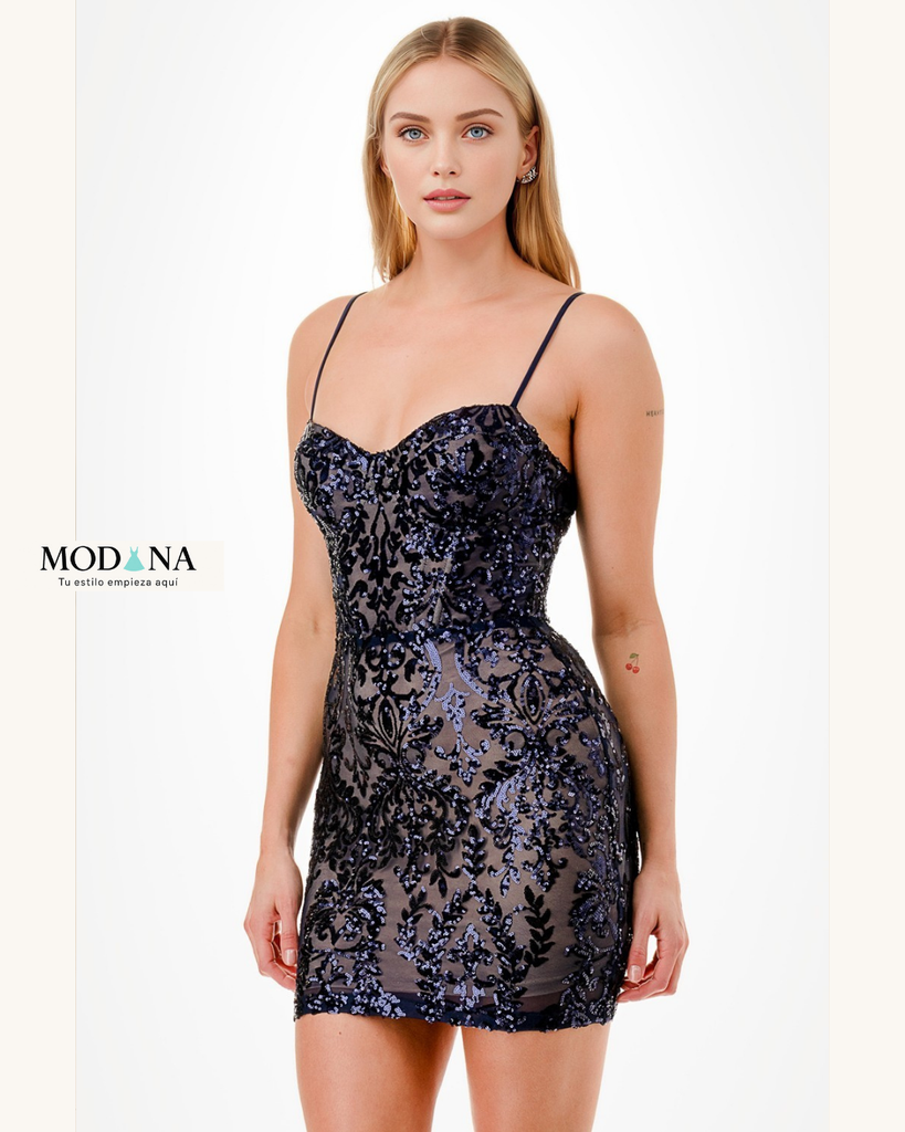 CD55608 VESTIDO MARCA LOVESOME COLOR AZUL NUDE