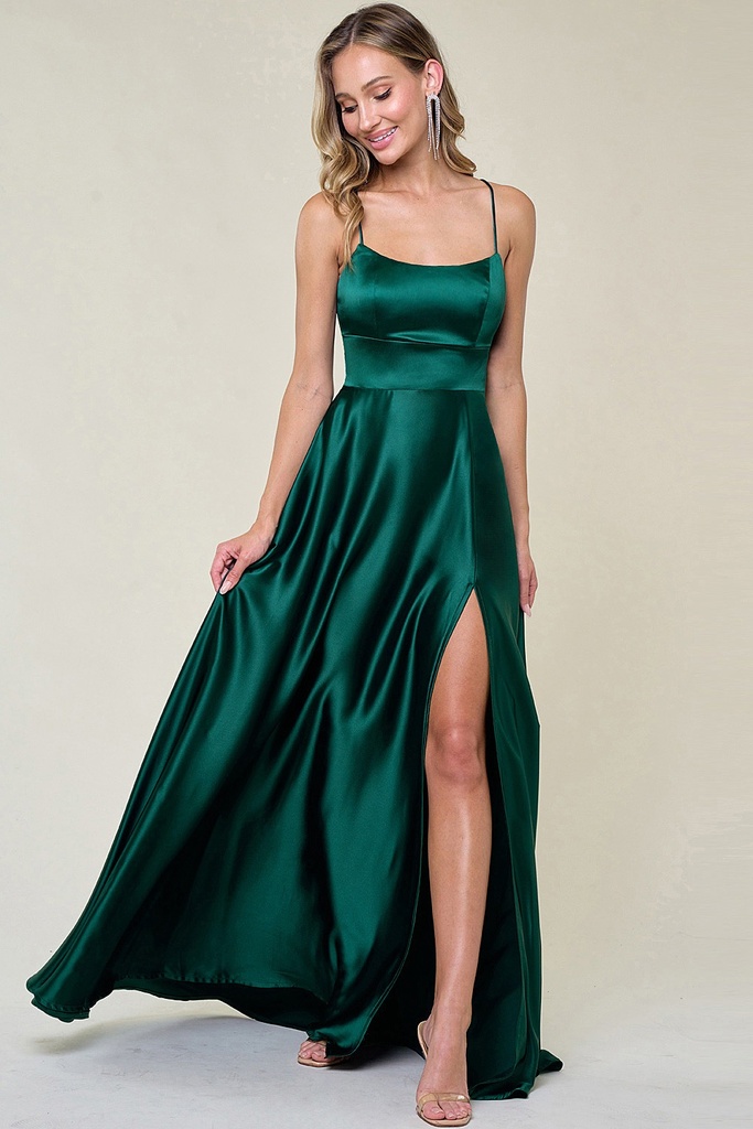 MF21160 MANIJU VESTIDO LARGO ESMERALDA