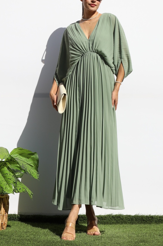 DD6163 DRESS DAY VESTIDO LARGO VERDE