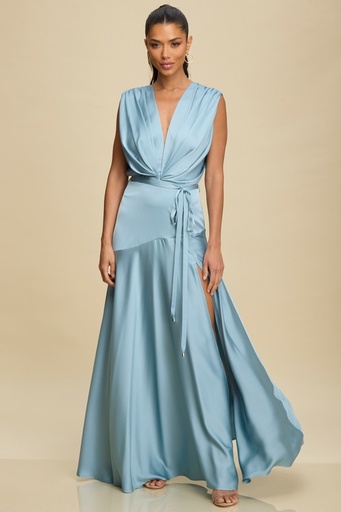 LD11539 LUXXEL VESTIDO LARGO CELESTE
