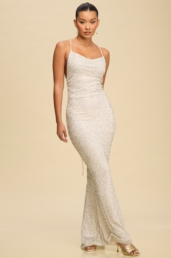 LD12154 LUXXEL VESTIDO LARGO GALA BLANCO