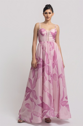 RVD6700 ROSEVELVET VESTIDO LARGO ESTAMPADO ROSA