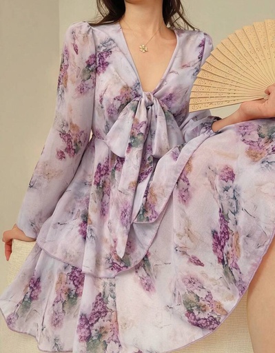 0641 DAZY VESTIDO CORTO FLOREADO LAVANDA