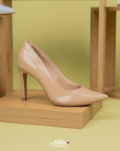 045001 VIAMARTE STILETTO BEIGE VERNIZ